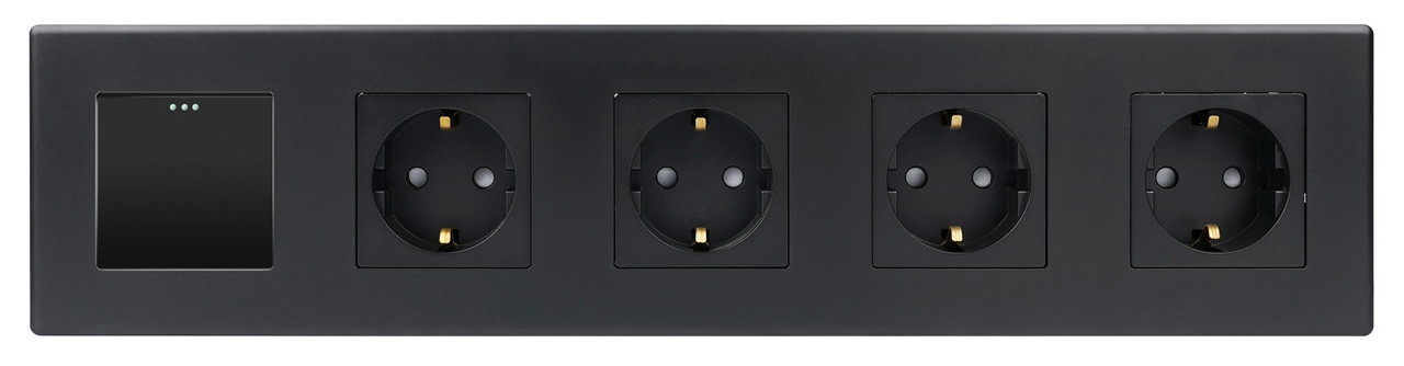 Вимикач 1-клавішний + Розетка З/К (4 шт.) 1DAL | Чорний (P370-SW1G-STX4.BL)