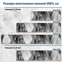 Фото панель універсальна ПЕТ, Самофіксуюча 62 х 205 см (товщина 1,2 мм) мегаполіс за геометричною текстурою вікна, фото 3