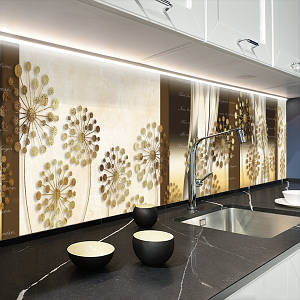 Фото панель універсальна ПЕТ, Самофіксуюча 62 х 205 см (товщина 1,2 мм) бежеві кульбаби