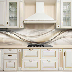 Фото панель універсальна ПЕТ, Самофіксуюча 62 х 205 см (товщина 1,2 мм) бежево-сірі 3Д хвилі