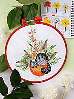 Набір для вишивання хрестиком "А у кошичку-кішка" Абрис Арт AHM-055