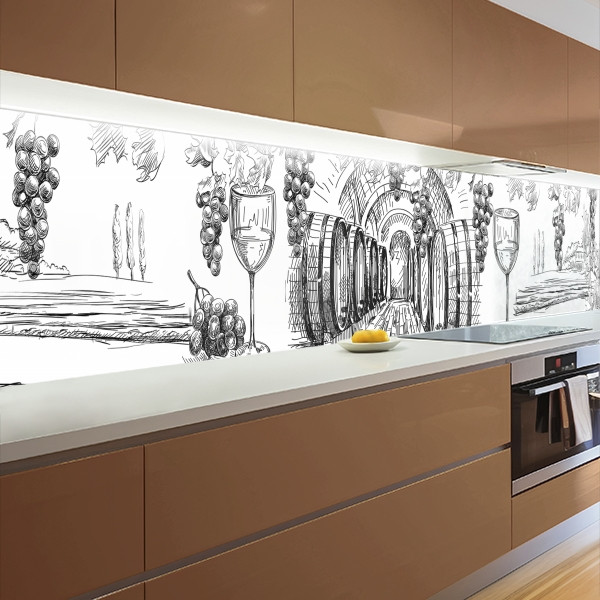 Наклейка на кухонний фартух 60 х 200 см, з захисною ламінацією, винний погріб
