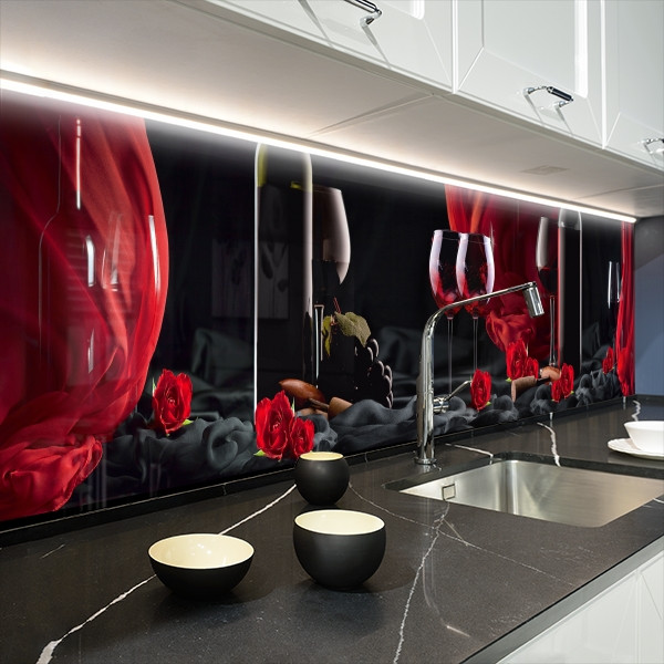 Фото панель універсальна ПЕТ, Самофіксуюча 62 х 205 см (товщина 1,2 мм) Келихи червоного вина