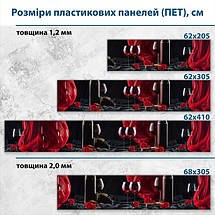 Фото панель універсальна ПЕТ, Самофіксуюча 62 х 205 см (товщина 1,2 мм) Келихи червоного вина, фото 3
