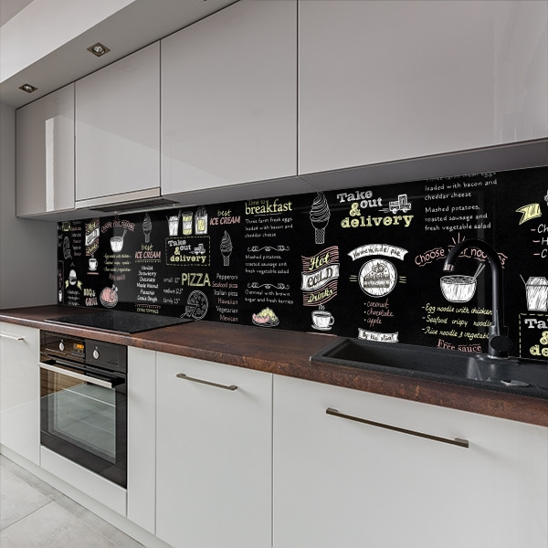 Наклейка на кухонний фартух 60 х 200 см, з захисною ламінацією, Кафе меню