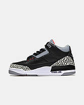 Чоловічі Кросівки Nike Air Jordan 3 Retro Black Cement / Найк Аїр Джордан 3 Ретро Цемент Чорні із Сірим, фото 5