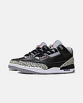 Чоловічі Кросівки Nike Air Jordan 3 Retro Black Cement / Найк Аїр Джордан 3 Ретро Цемент Чорні із Сірим, фото 6