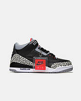Чоловічі Кросівки Nike Air Jordan 3 Retro Black Cement / Найк Аїр Джордан 3 Ретро Цемент Чорні із Сірим, фото 3