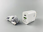 Блок швидкого заряджання для телефона 2 виходи PD 20 W Type-C і USB-A QC3.0; 3A, дріт у комплекті, фото 6