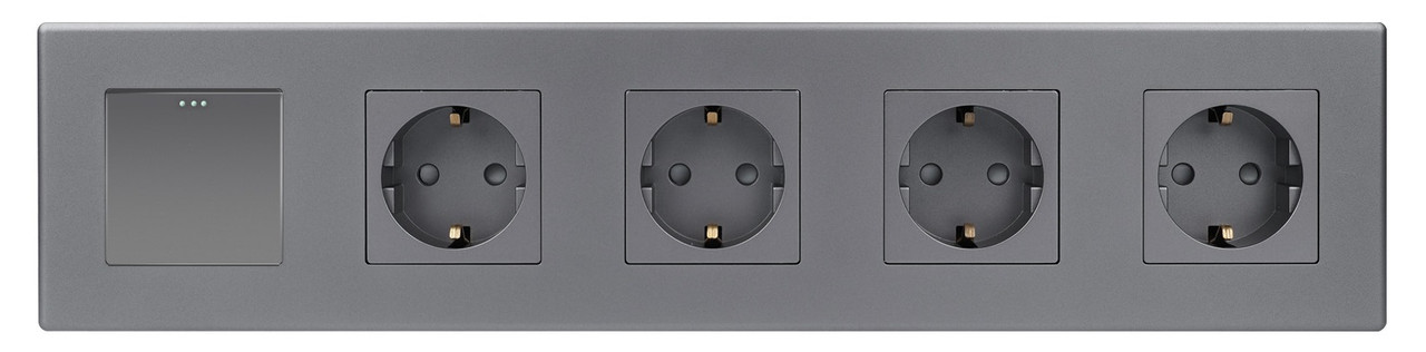 Вимикач 1-клавішний + Розетка З/К (4 шт.) 1DAL | Сірий (P370-SW1G-STX4.GR)