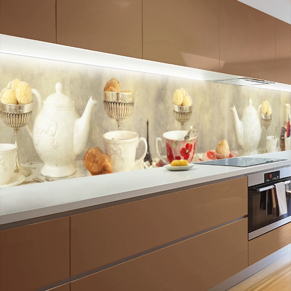 Наклейка на кухонний фартух 60 х 200 см, з захисною ламінацією, Смачні чаювання