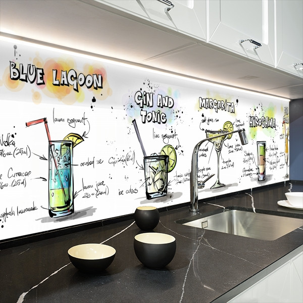 Фото панель універсальна ПЕТ, Самофіксуюча 62 х 205 см (товщина 1,2 мм) Мультяшні коктейлі