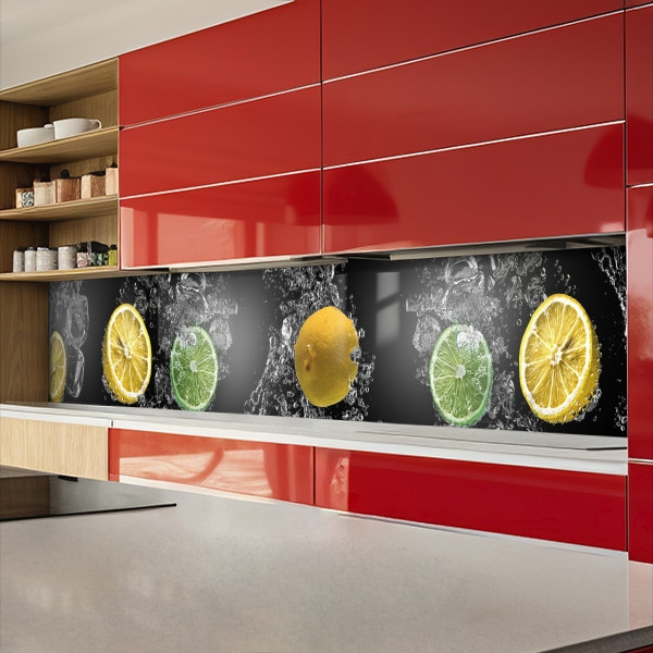 Фото панель універсальна ПЕТ, Самофіксуюча 62 х 205 см (товщина 1,2 мм) лайм та лимон з кубиками льоду