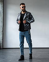 Шкіряна куртка (косуха) чорна | 51-015