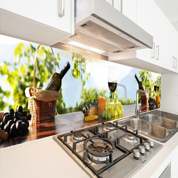 Фото панель універсальна ПЕТ, Самофіксуюча 62 х 205 см (товщина 1,2 мм) кошик з пляшкою вина