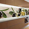 Наклейка на кухонний фартух 60 х 200 см, з захисною ламінацією, гілки чорних оливок на текстурі дерева, фото 7