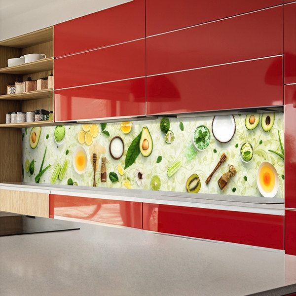 Фото панель універсальна ПЕТ, Самофіксуюча 62 х 205 см (товщина 1,2 мм) авокадо з кокосами