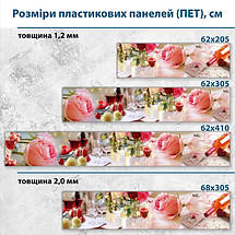 Фото панель універсальна ПЕТ, Самофіксуюча 62 х 205 см (товщина 1,2 мм) рожева троянда з келихом вина, фото 3