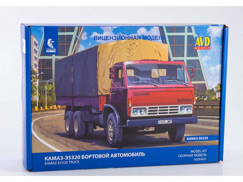 Вантажівка КАМАЗ-Е5320 бортова (з тентом) | Модель збірна 1:43 | AVD Models, фото 1