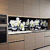 Наклейка на кухонний фартух 60 х 200 см, з захисною ламінацією, білі орхідеї на каміннях, фото 8