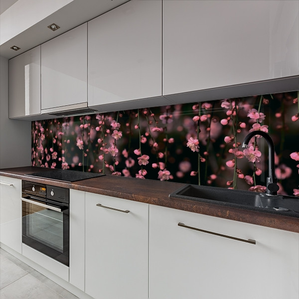 Фото панель універсальна ПЕТ, Самофіксуюча 62 х 205 см (товщина 1,2 мм) Рожеві квіти на темному фоні