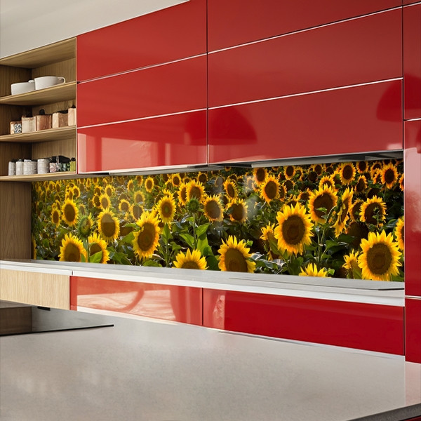 Наклейка на кухонний фартух 60 х 200 см, з захисною ламінацією, поле з соняхами