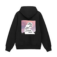 Худі чорне з ДТФ (оверсайз) | 66-521