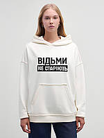 Худі з мерчем жіноче молочний колір | 32-001