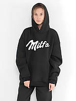 Худі чорне з мерчем жіноче | 32-002