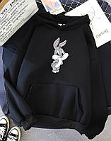 Худі жіноче чорне ДТФ | 32-011