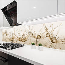 Фото панель універсальна ПЕТ, Самофіксуюча 62 х 205 см (товщина 1,2 мм) коричневі кульбаби з краплями роси, фото 5