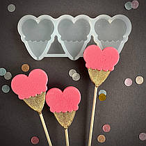 Силіконовий молд для льодяників "Морозиво-сердечко"