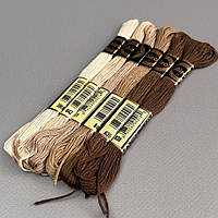 (6 шт по 8м) Набір муліне Airo (нитки для вишивання) - коричневий мікс (3866-838)