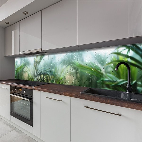 Фото панель універсальна ПЕТ, Самофіксуюча 62 х 205 см (товщина 1,2 мм) свіжість тропіків з краплями дощу