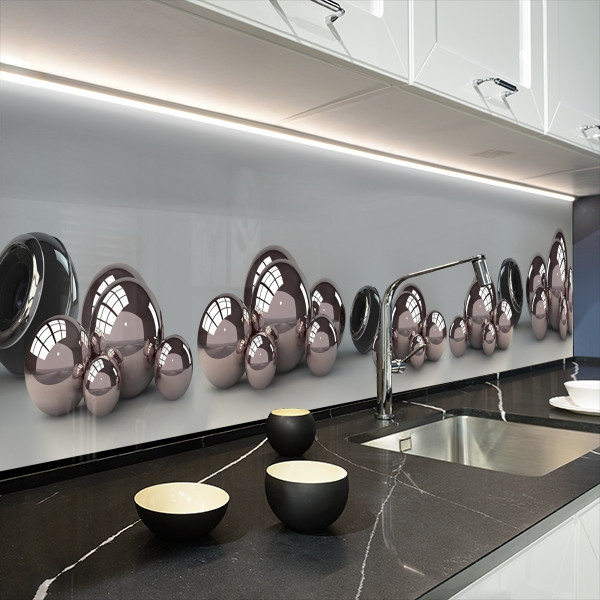 Фото панель універсальна ПЕТ, Самофіксуюча 62 х 205 см (товщина 1,2 мм) композиція з 3Д куль на сірому фоні