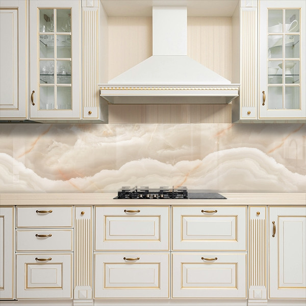 Фото панель універсальна ПЕТ, Самофіксуюча 62 х 205 см (товщина 1,2 мм) Хвилі з текстурою мармуру