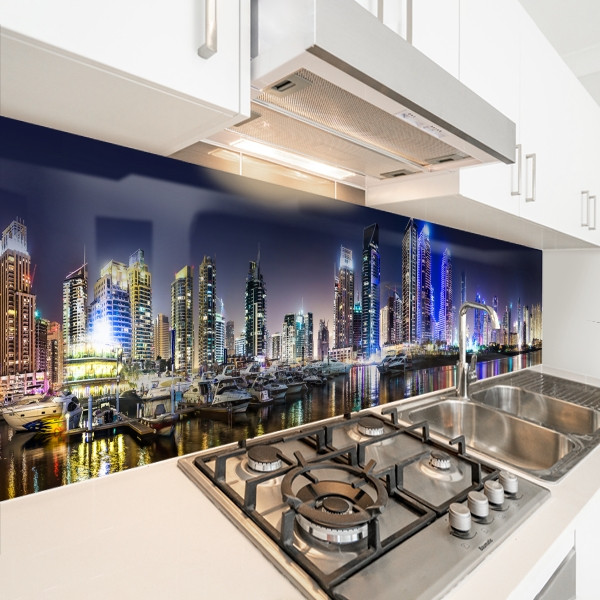 Фото панель універсальна ПЕТ, Самофіксуюча 62 х 205 см (товщина 1,2 мм) нічне місто в кольорових вогнях