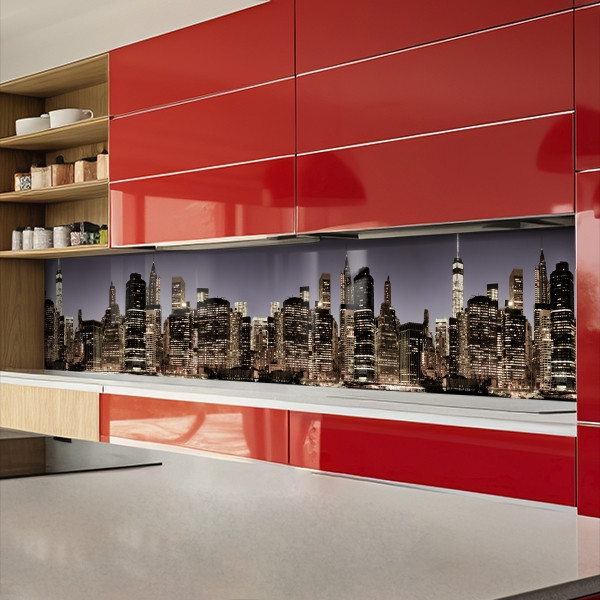 Наклейка на кухонний фартух 60 х 200 см, з захисною ламінацією, нічний мегаполіс