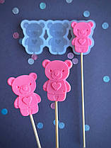 Силиконовый молд для леденцов "Мішка з сердечком 3"