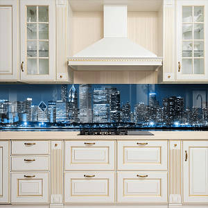 Фото панель універсальна ПЕТ, Самофіксуюча 62 х 205 см (товщина 1,2 мм) нічне місто в синіх вогнях