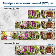 Фото панель універсальна ПЕТ, Самофіксуюча 62 х 205 см (товщина 1,2 мм) старинні вулиці з квітами, фото 3