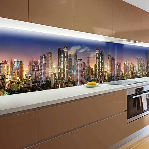 Фото панель універсальна ПЕТ, Самофіксуюча 62 х 205 см (товщина 1,2 мм) Нічне місто у вогнях