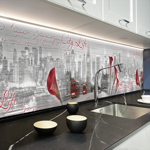 Наклейка на кухонний фартух 60 х 200 см, з захисною ламінацією, Міське життя