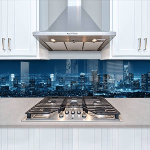 Фото панель універсальна ПЕТ, Самофіксуюча 62 х 205 см (товщина 1,2 мм) Нічне місто в синьому відтінку