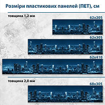 Фото панель універсальна ПЕТ, Самофіксуюча 62 х 205 см (товщина 1,2 мм) Нічне місто в синьому відтінку, фото 3