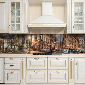 Фото панель універсальна ПЕТ, Самофіксуюча 62 х 205 см (товщина 1,2 мм) нічні вулиці старого міста