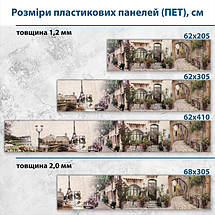 Фото панель універсальна ПЕТ, Самофіксуюча 62 х 205 см (товщина 1,2 мм) вулиці Парижу, фото 3