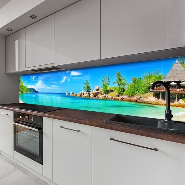 Наклейка на кухонний фартух 60 х 200 см, з захисною ламінацією, Вілла на березі океану