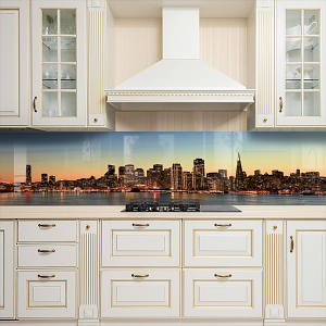 Фото панель універсальна ПЕТ, Самофіксуюча 62 х 205 см (товщина 1,2 мм) мегаполіс в червоних вогнях