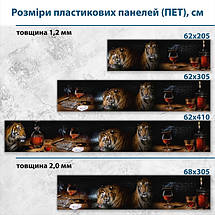 Фото панель універсальна ПЕТ, Самофіксуюча 62 х 205 см (товщина 1,2 мм) брутальні тигри, фото 3
